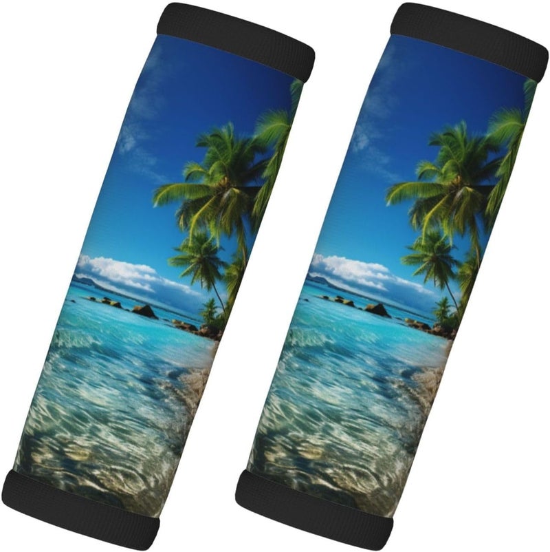 YPPAHHHH Luggage Handle Wraps Tropical Hawaii Beach Sea Luggage Identifiers Soft Neoprene Luggage Handle Wraps For Suitcase Trolley Handle Grip Cover 2 Pack Luggage Tags - Image 1